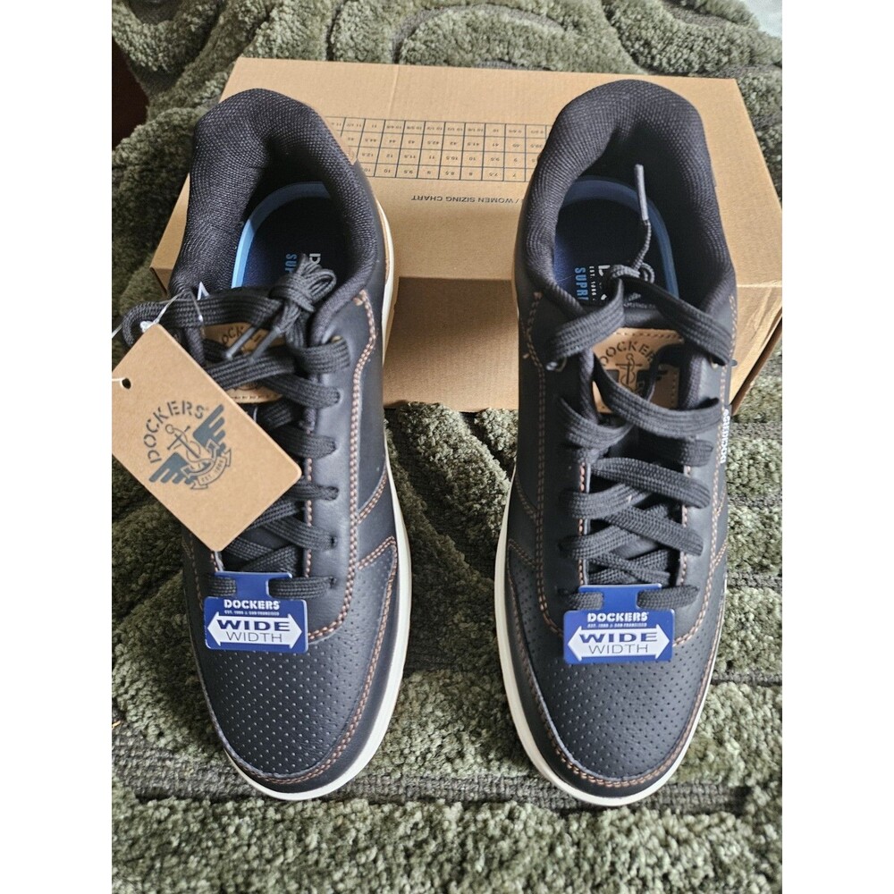 Dockers Men’s Size 8 Wide Casual Sneakers Black Brown Supreme Flex New in Box